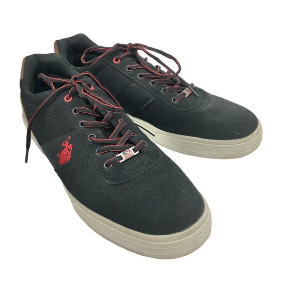 US Polo Assn Men's size 12 Black Sneakers with Tan and Red Features - Picture 1 of 9